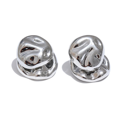 Statement Hammered Geometric Stud Earrings