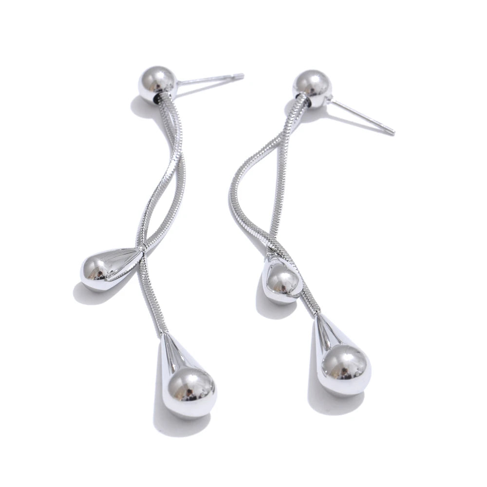 Polished  Chain Necklace & Water Drop Earrings Set