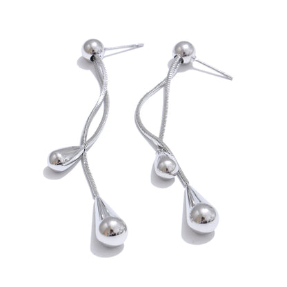 Polished  Chain Necklace & Water Drop Earrings Set