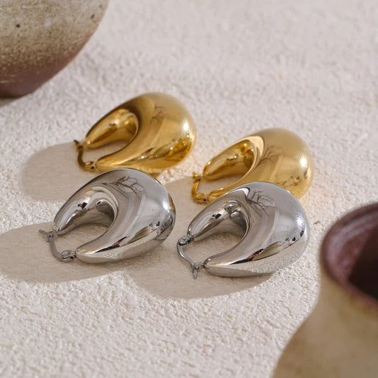 Glossy Chunky Hollow Hoop Earrings