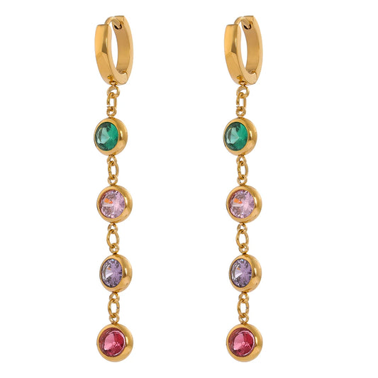 Cubic Zirconia Long Drop Earrings