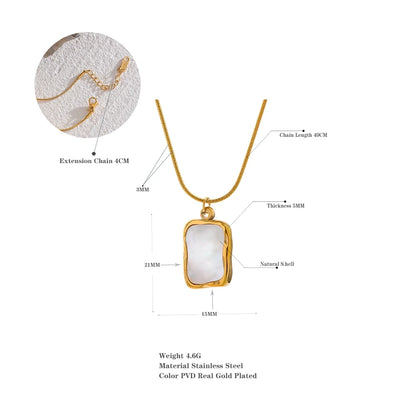 Gold necklace with irregular shell-shaped pendant
